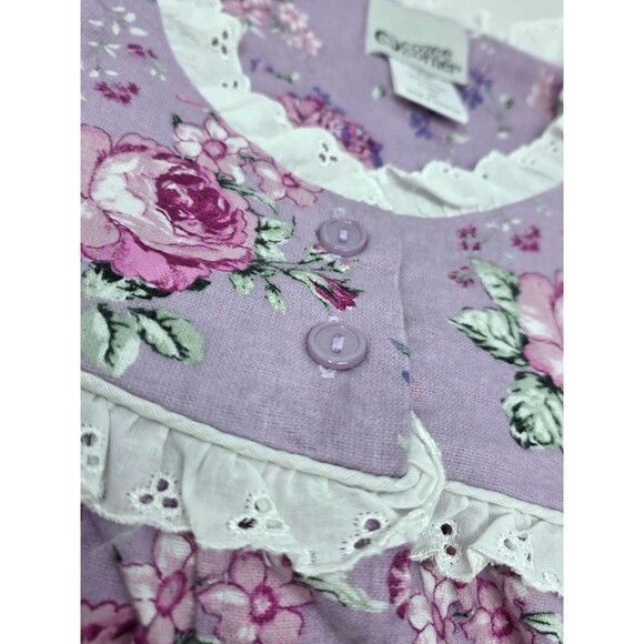 Cozee Corner VTG Purple Floral Long Sleeve Nightgown Cotton Flannel Size 3X - Picture 4 of 6
